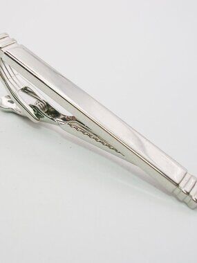Tie Clip silver tone classic vintage Tie Bar Formal Men's Accessory